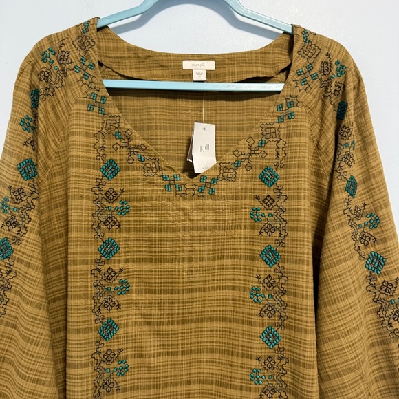 J Jill Pure Jill Plus Embroidered V- Neck Top Size 3X - Picture 3 of 8